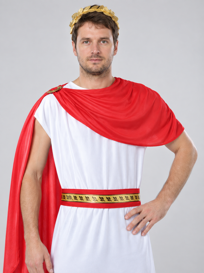 Ancient Greek Warrior Carnival Costume White with Cape