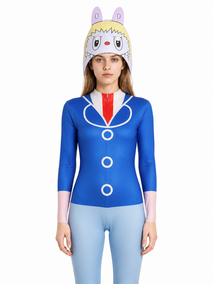 Blue Halloween Jumpsuit with Mask and Ears