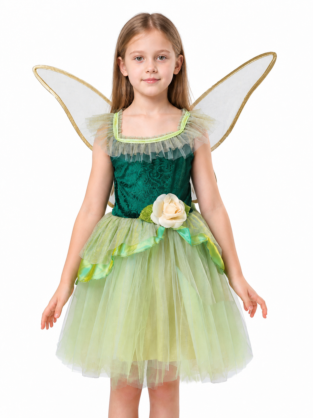 Green Winged Dress with Floral Décor product detail 3