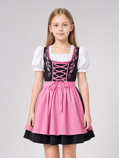 Children's costume set: dress, apron, and accessories