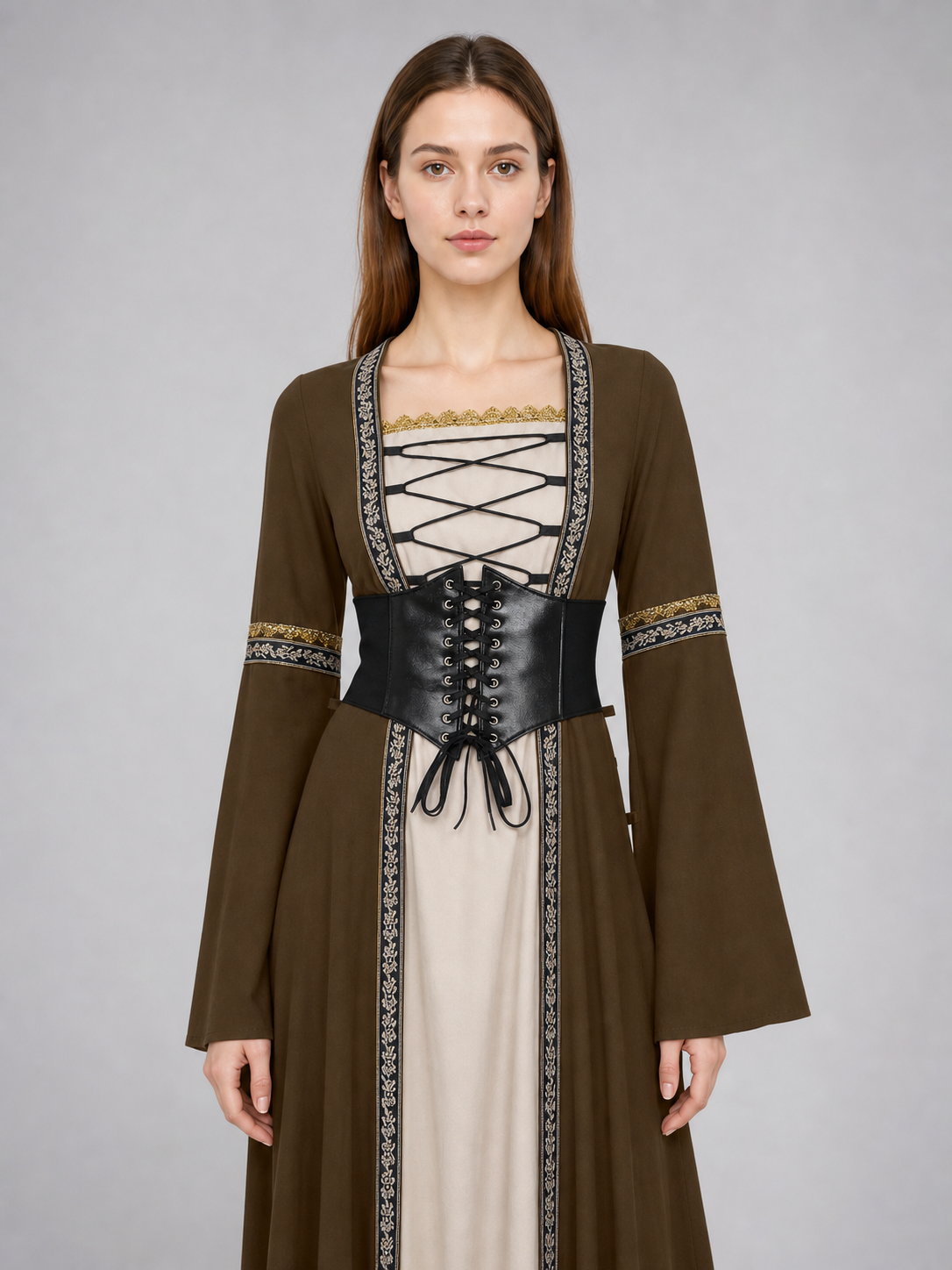 Long Gothic-Style Lace-Up Costume Dress