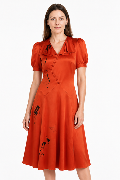 Orange-Red Dark Bride Dress for Halloween Costume Dresses detail 3