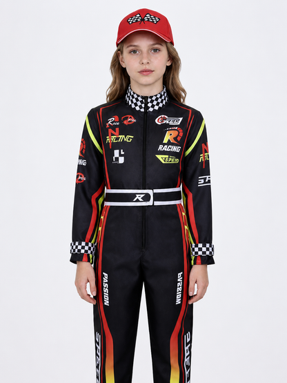 Children's Karting Jumpsuit with Belt and Cap Costume Headwear detail 3
