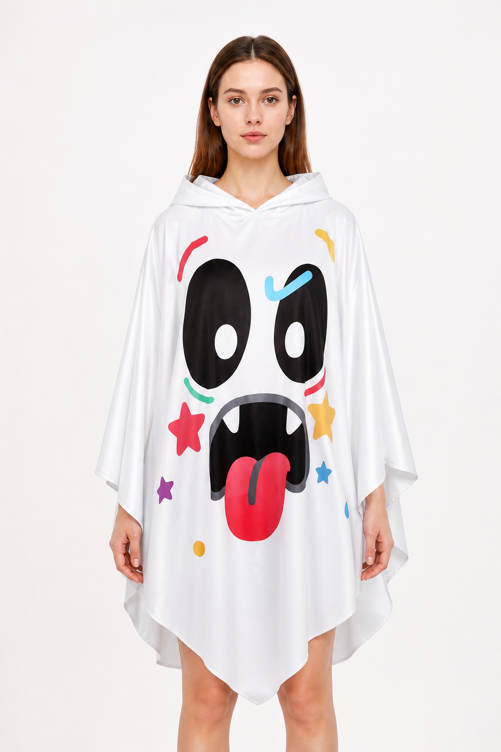 Hooded Cape with Ghost Print Costume Capes detail 4
