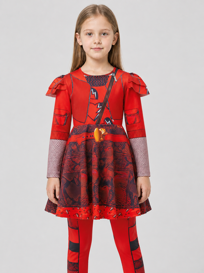 Children's cosplay set: red dress and leggings