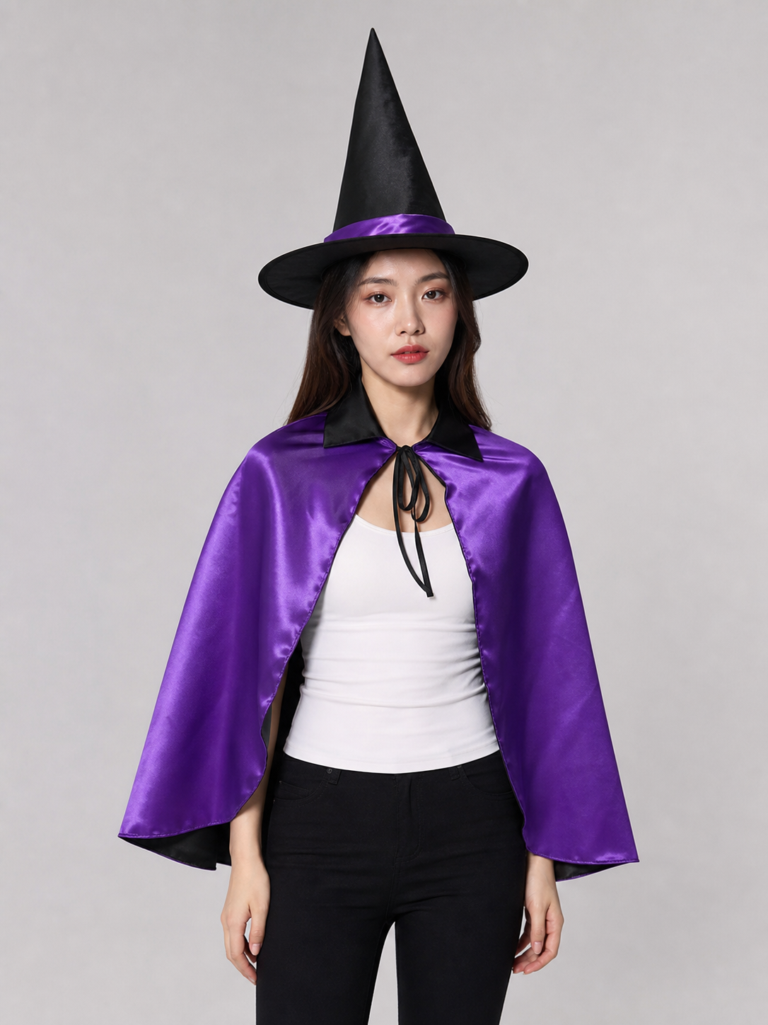Halloween Costume with Purple Cape and Hat
