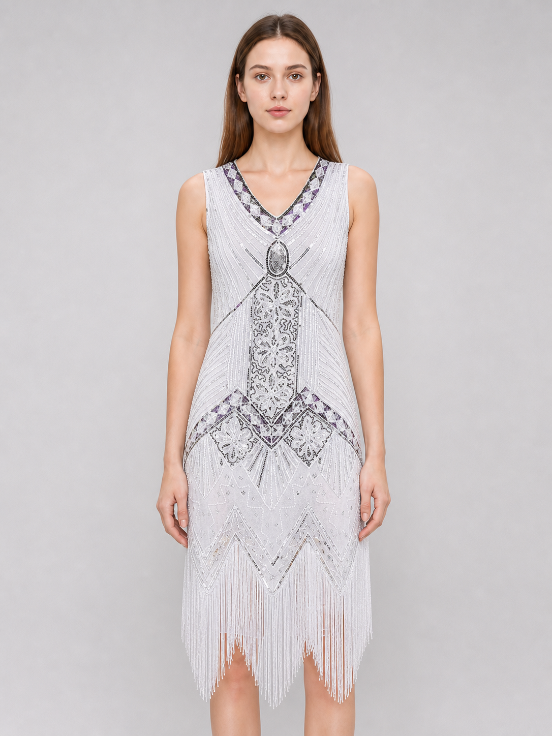 1920s-Style Sequin Fringe Dress