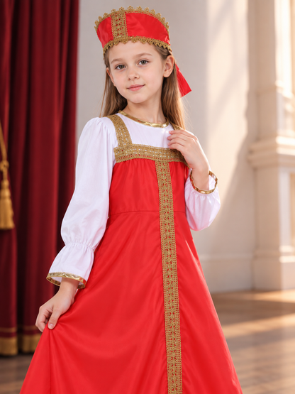 Red Carnival Dress with Headpiece Costume Dresses detail 2