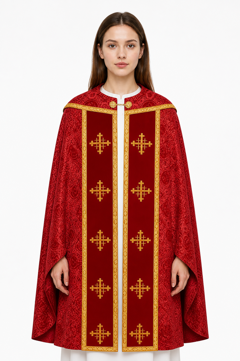 Red Chasuble with Gold Trim and Crosses product detail 3
