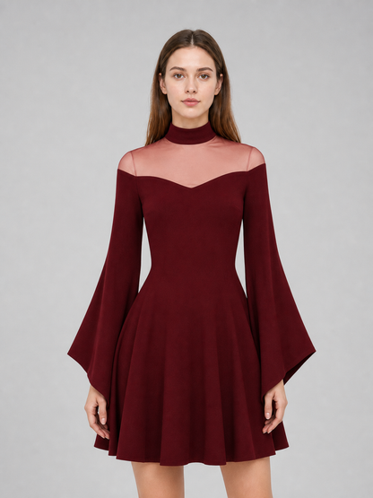 Cosplay Dress with Mesh and High Collar