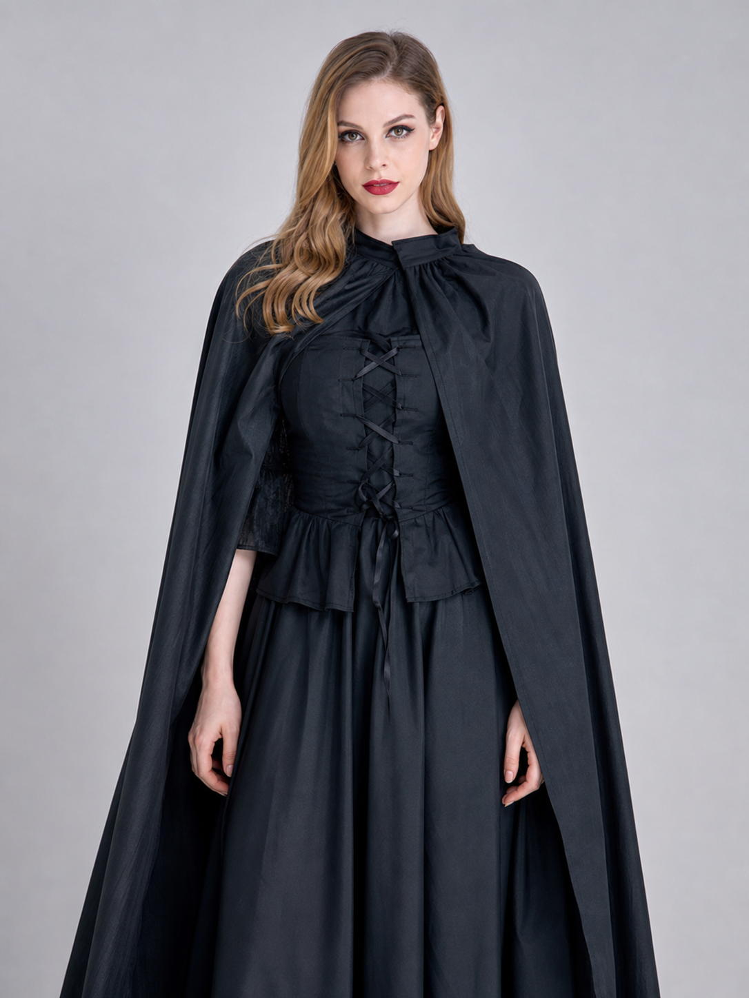 Costume set with dress, cape, and hat