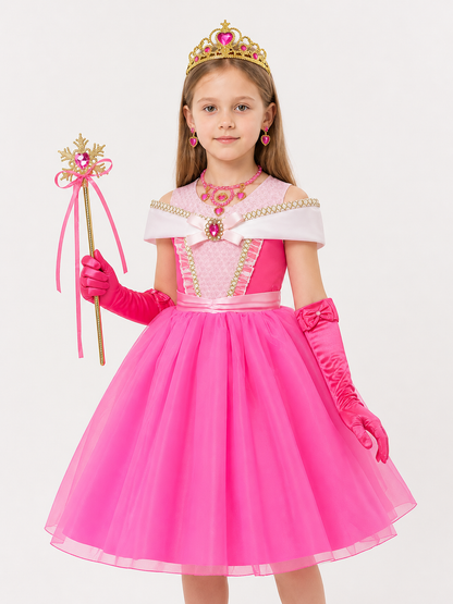 Pink Princess Costume with Crown and Wand Costume Headwear detail 2
