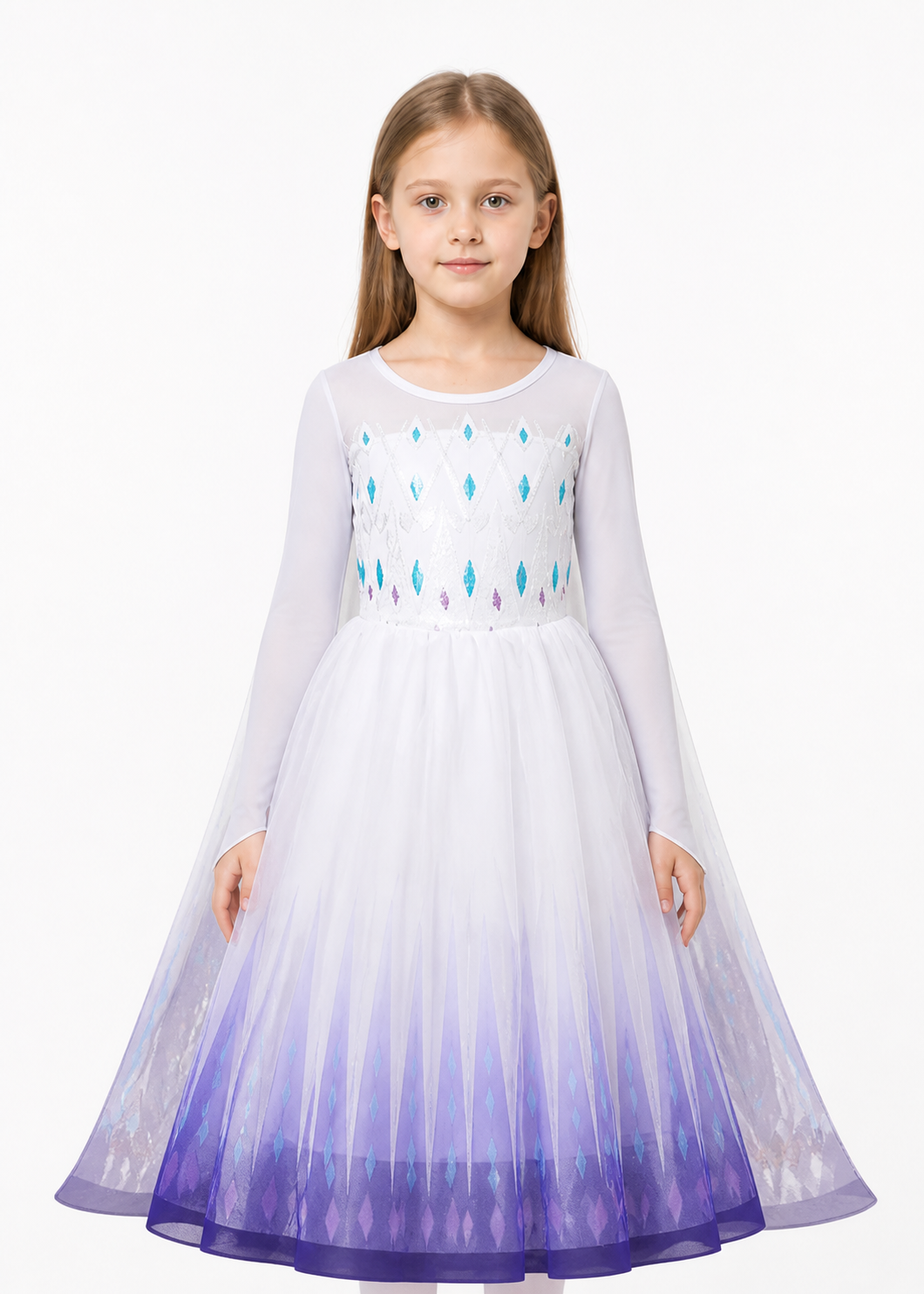 Long Elsa Dress with Mesh for Halloween Costume Dresses detail 3