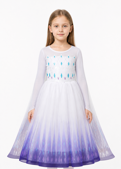 Long Elsa Dress with Mesh for Halloween Costume Dresses detail 3