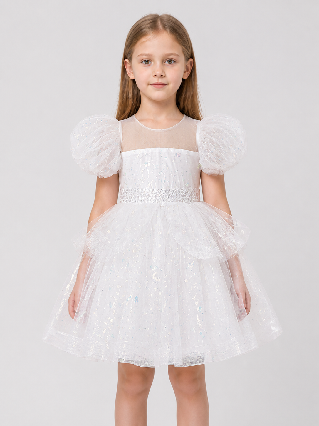 Festive Dress with Sequins, Lace, and Mesh