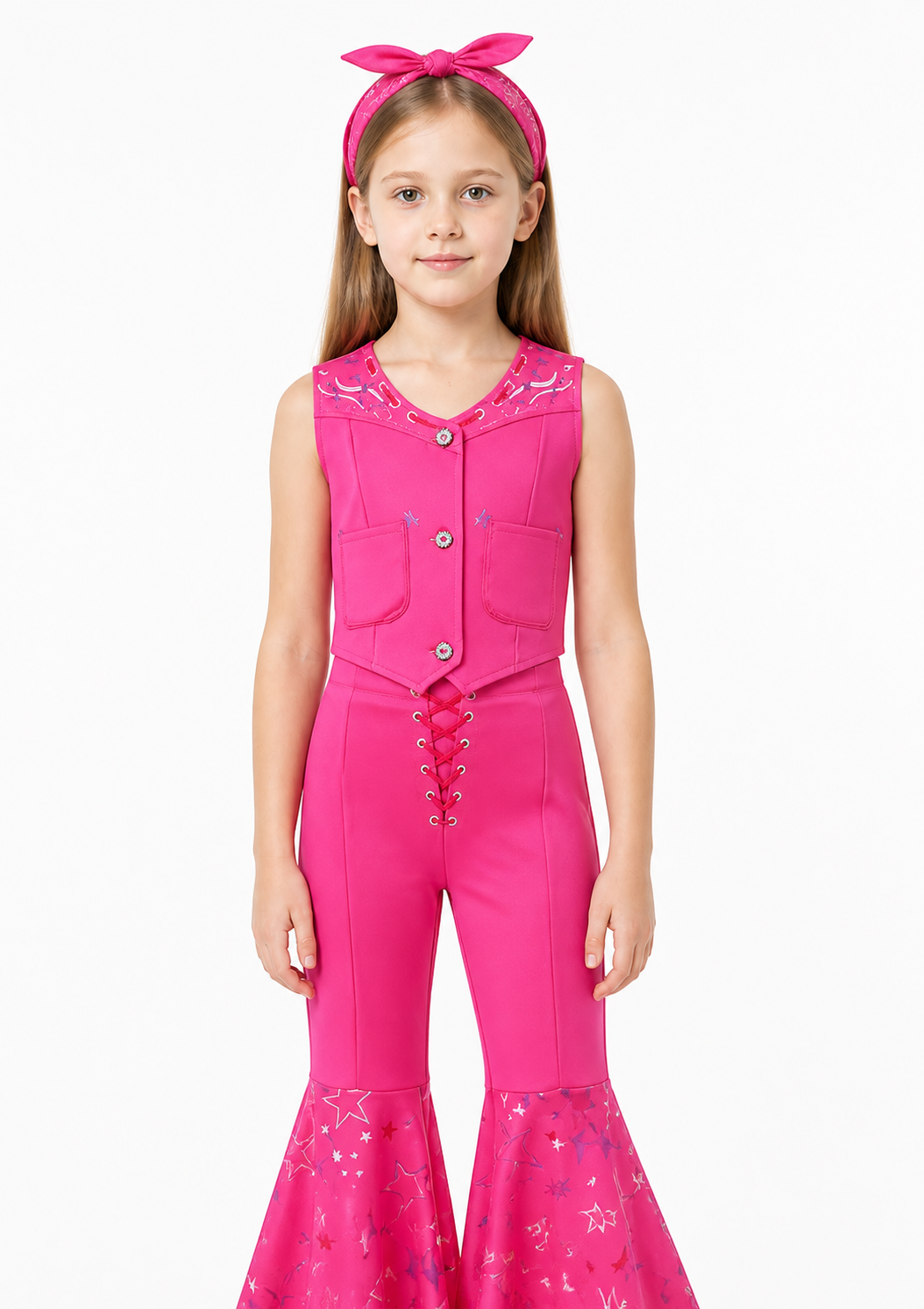 Kids' Costume with Vest and Star-Patterned Flare-Leg Pants