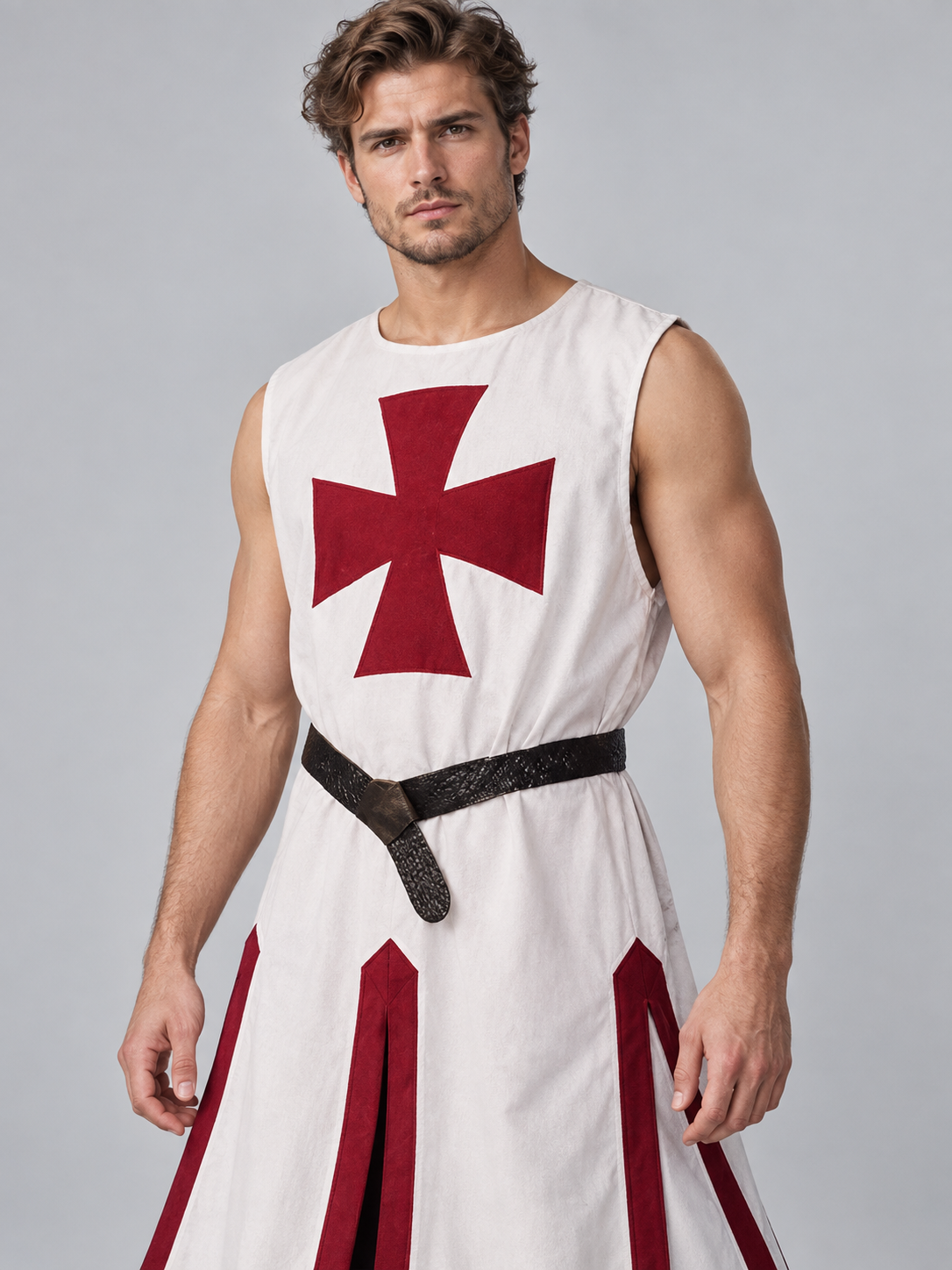 Medieval Crusader Tunic White with Cross