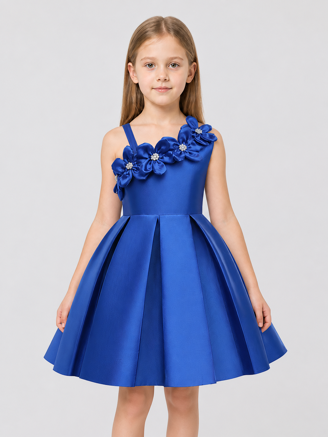 Girls' Dressy One-Shoulder Dress with a Full Skirt Costume Dresses detail 3