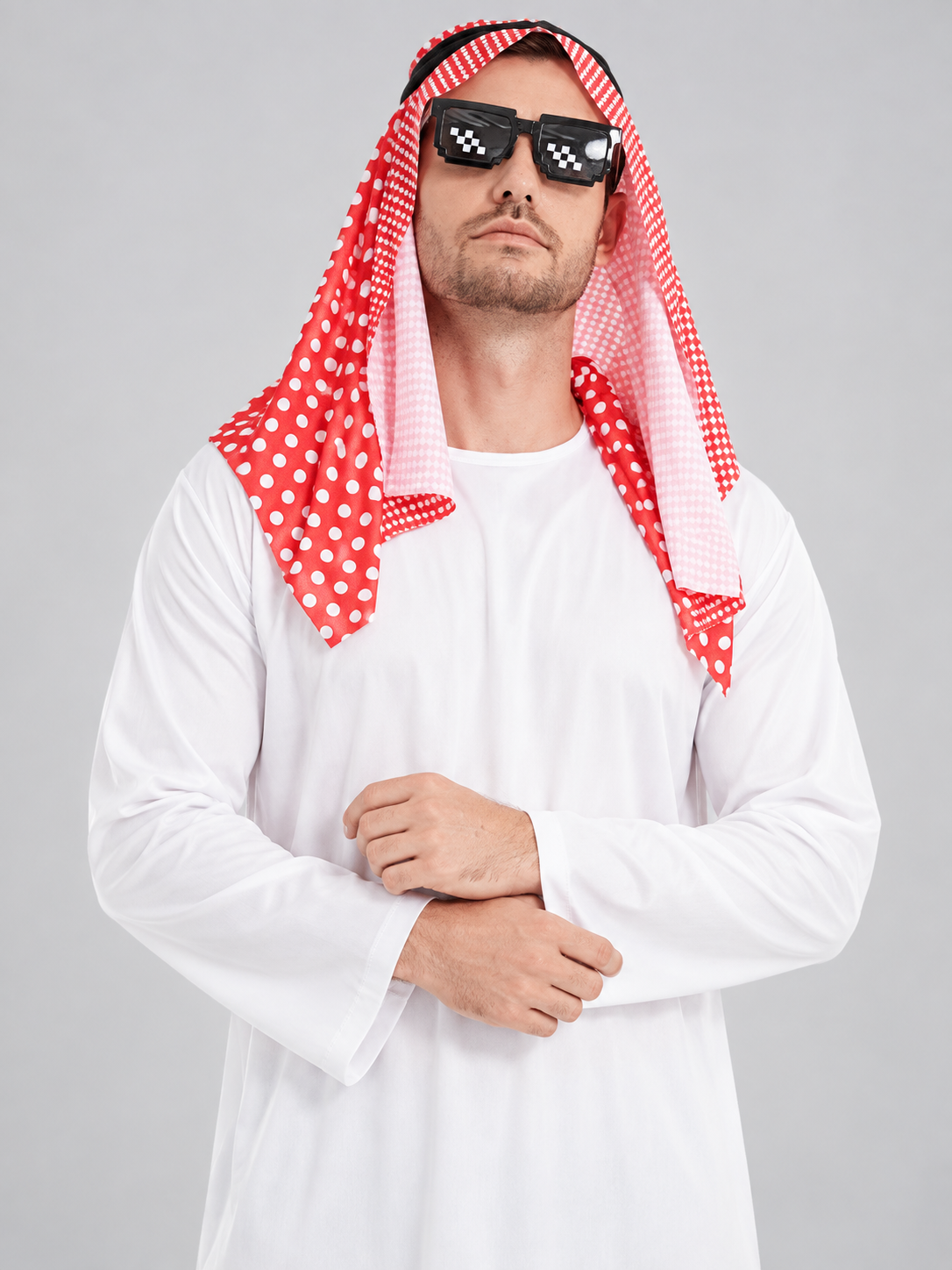 Carnival Costume with Headscarf and Pixel Glasses Costumes detail 2