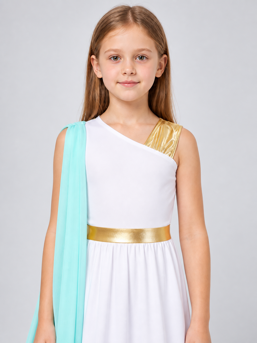 Carnival Dress with Turquoise Cape and Belt
