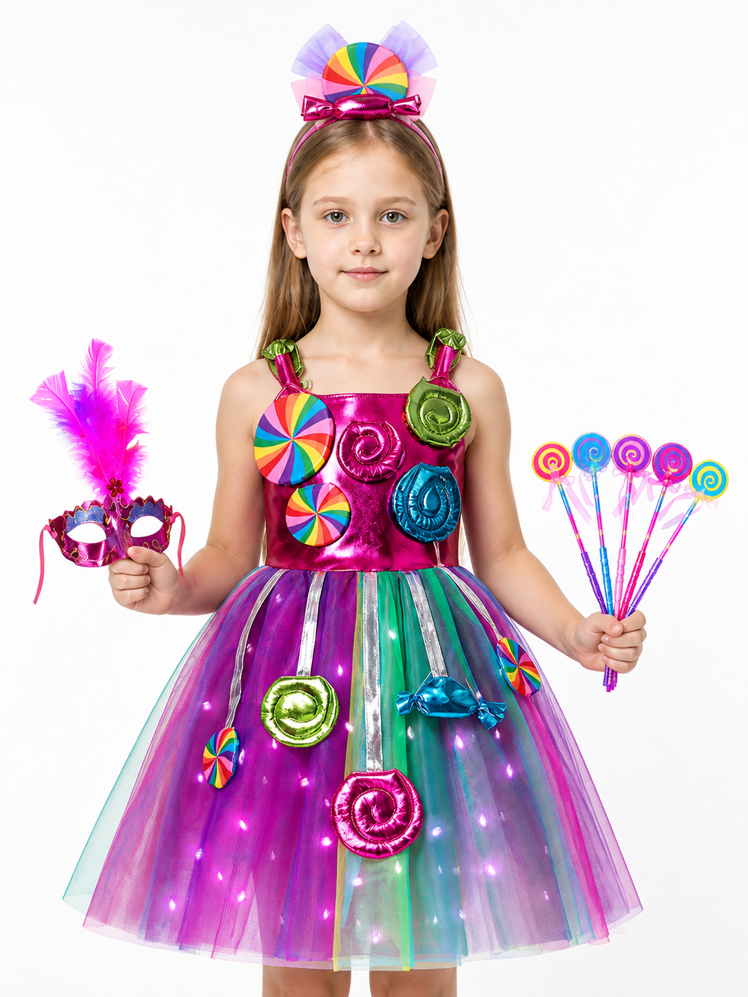 Girls' Dress with LED Lights and Candy Print Costume Dresses detail 3