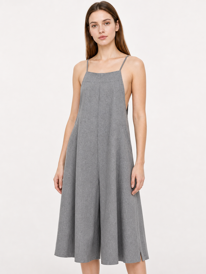 Gray wide-leg strappy jumpsuit product view 19