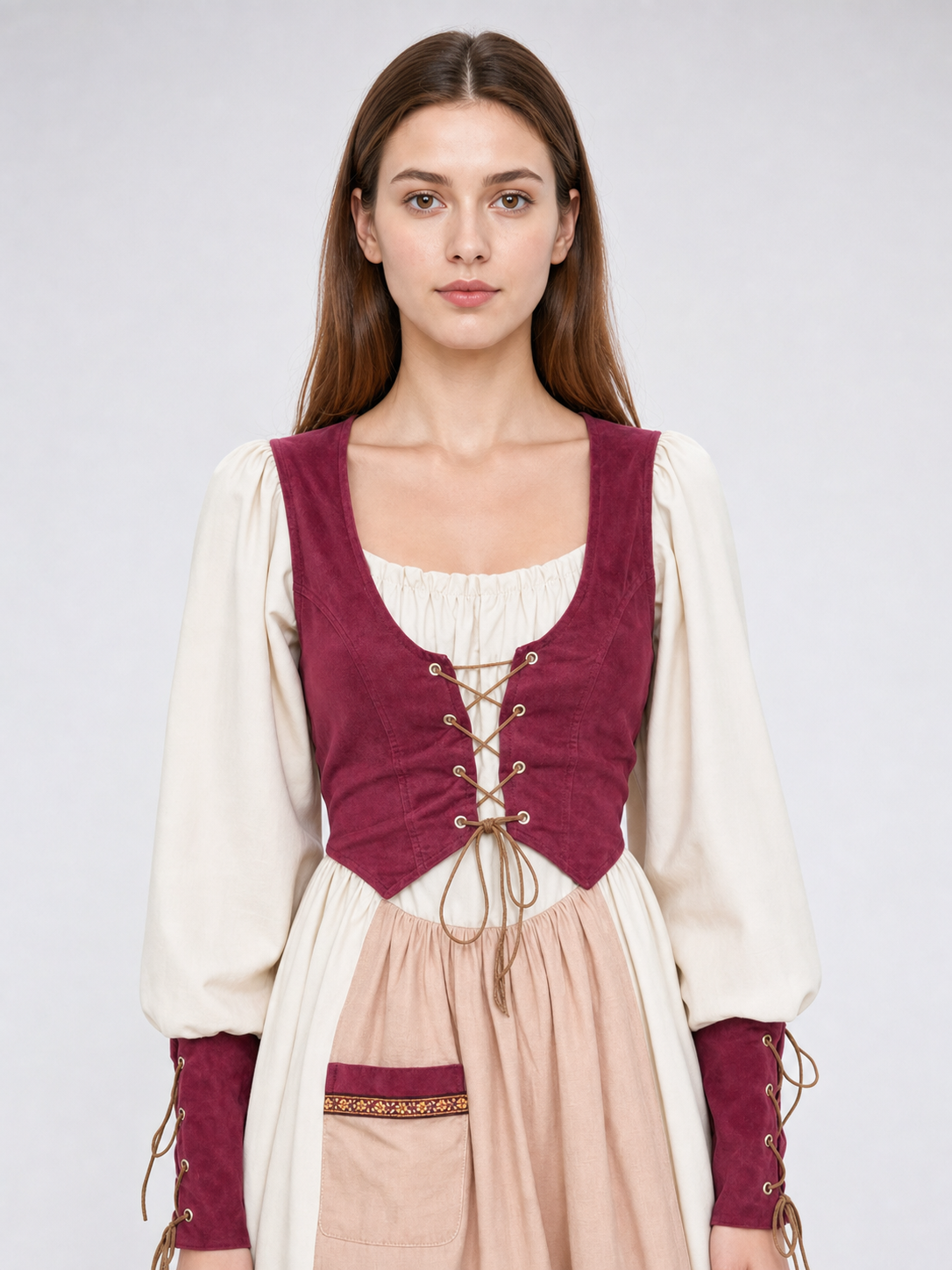 Historical costume for the stage with apron and lace Costumes detail