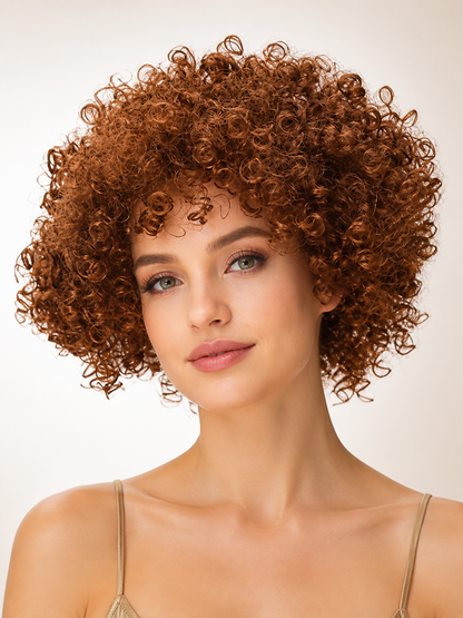 Brown Curly Carnival Wig for Parties Costume Wigs detail 2