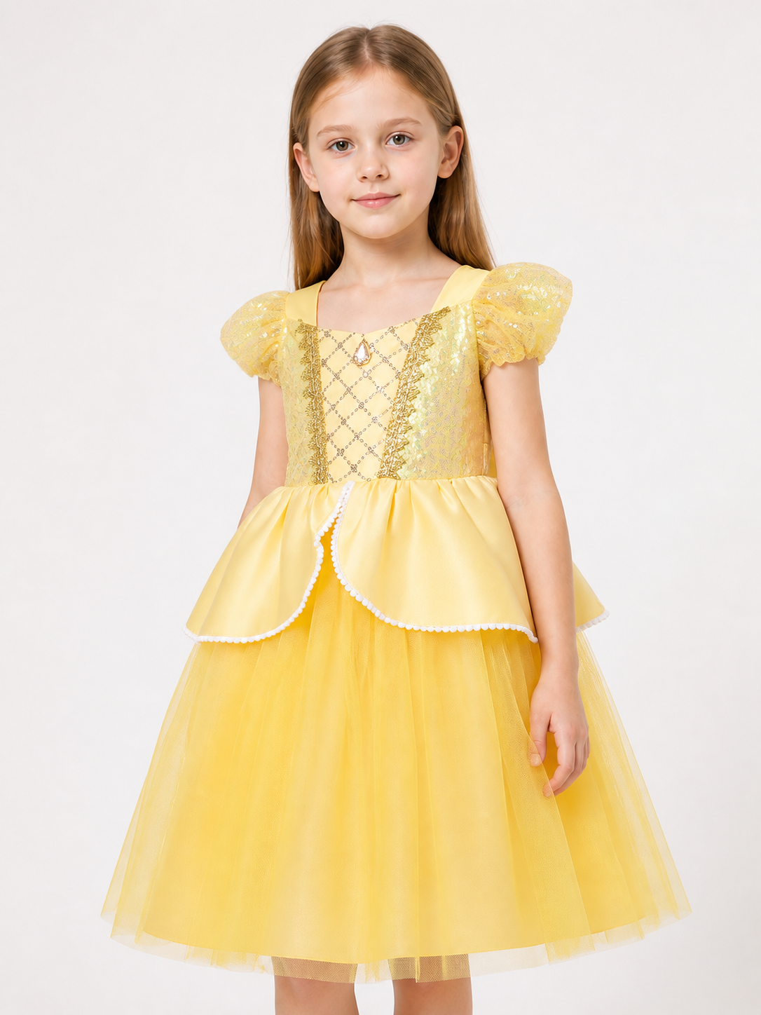 Yellow Princess Carnival Dress for Cosplay and Parties Costume Dresses detail 2