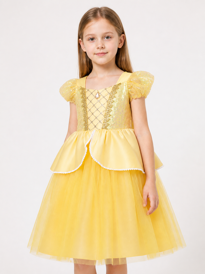 Yellow Princess Carnival Dress for Cosplay and Parties Costume Dresses detail 2