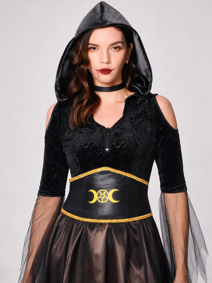 Halloween Witch Costume, Cosplay, Black Cape