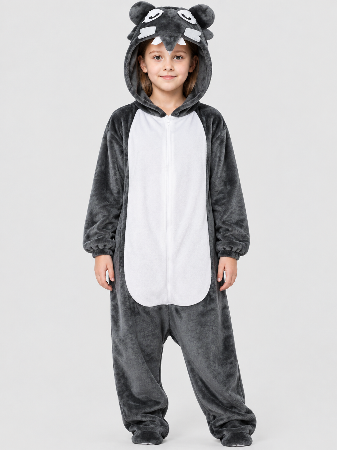 Insulated Hooded Pajama Jumpsuit with White Insert