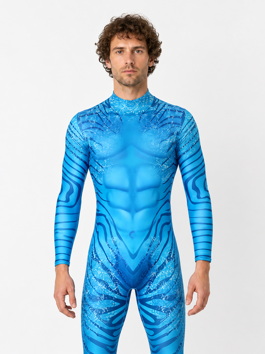 High-Collar Cosplay Jumpsuit with Printed Design Costumes detail 3