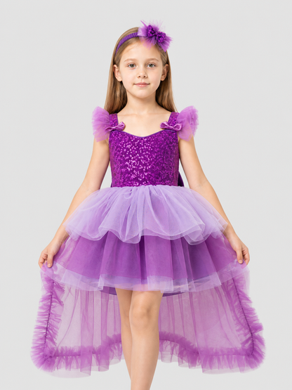 Children’s Purple Sequin Dress with a Train product detail 3