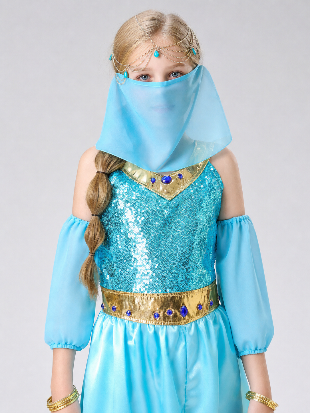 Carnival Princess Costume with Veil and Sequins