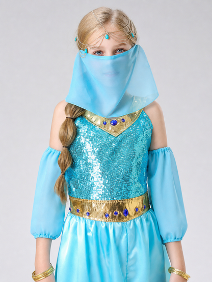 Carnival Princess Costume with Veil and Sequins