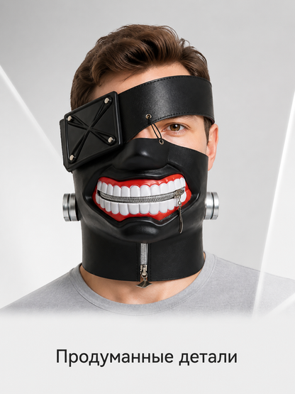 Anime Carnival Mask with Zipper and Smile for Halloween Costume Masks detail 2