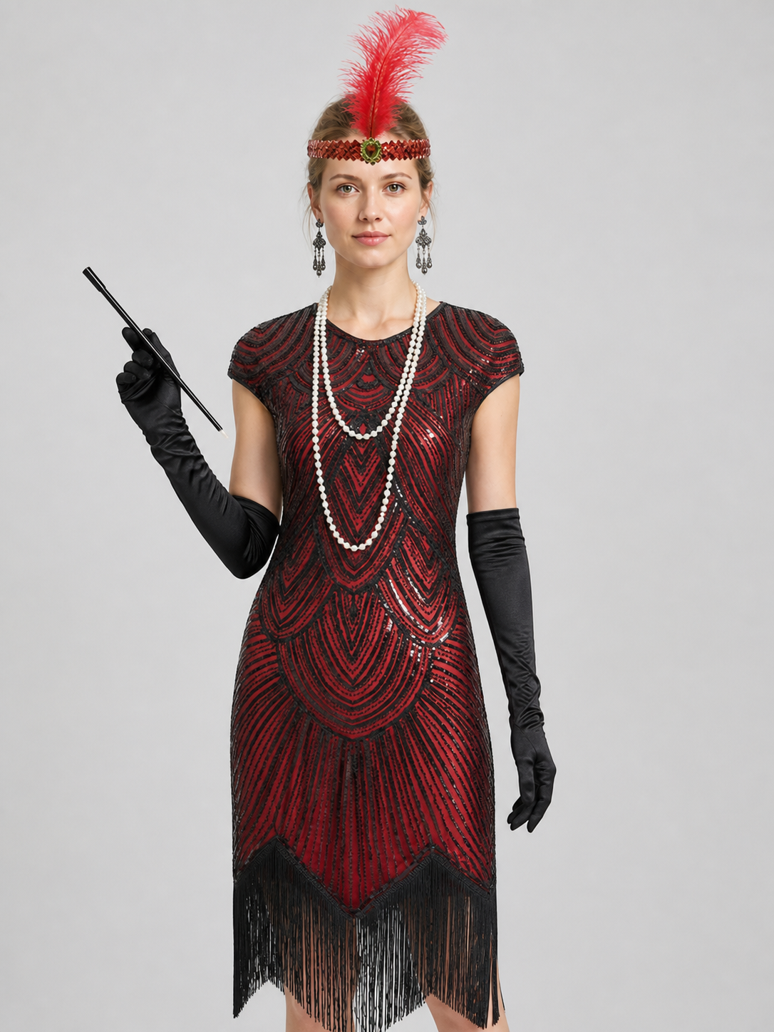 1920s Gatsby-Style Fringe Dress Set Costume Dresses detail 3
