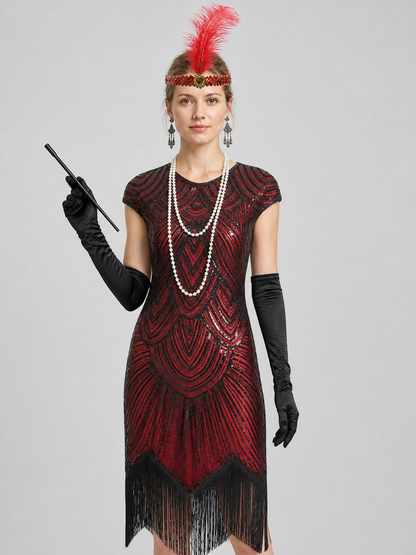 1920s Gatsby-Style Fringe Dress Set Costume Dresses detail 3
