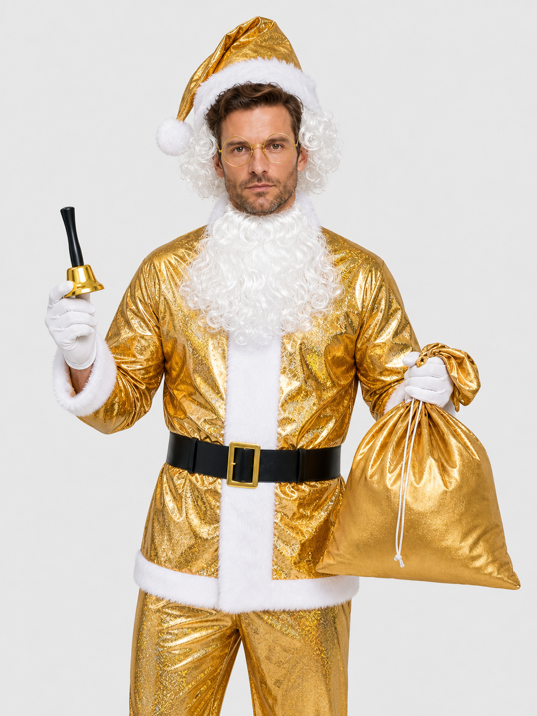 Gold Santa Claus Costume with Accessories Costume Accessories detail 3