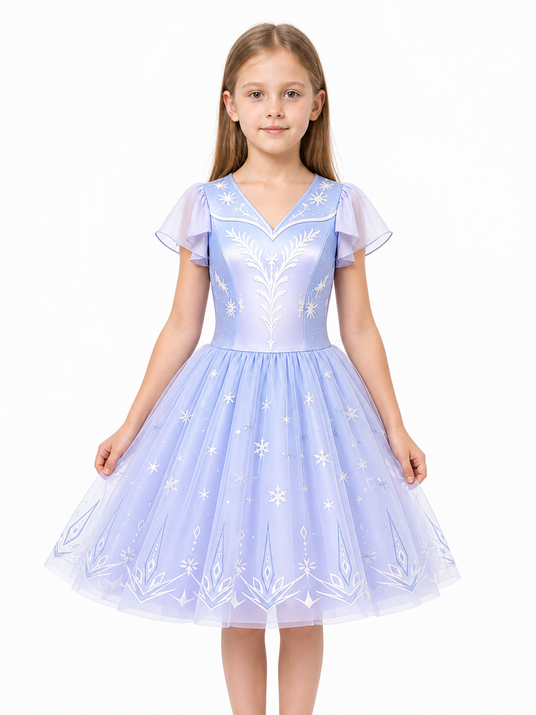 Elsa Cosplay Dress, Blue, Full Skirt, Mesh upper body view