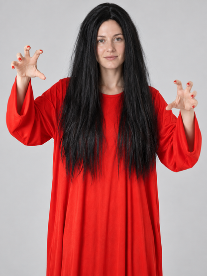 Costume: Long Red Dress and Black Wig