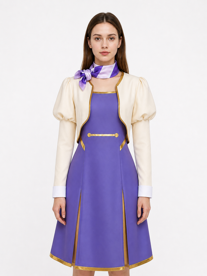 Cosplay Set with Dress, Jacket, and Striped Scarf