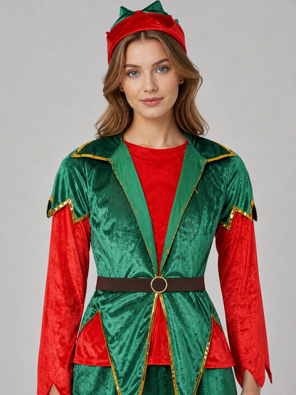Christmas Elf Costume: Green and Red Jumpsuit
