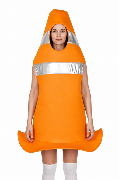 Orange Traffic Cone Costume with Reflective Strips Costumes detail 3