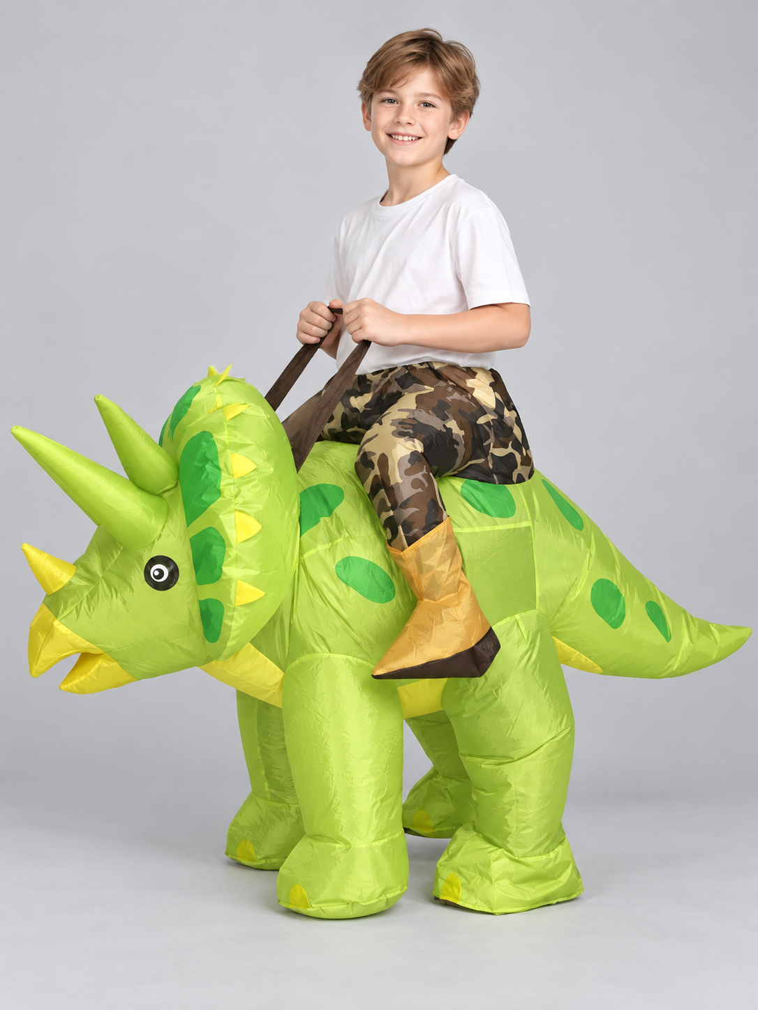 Inflatable Kids' Triceratops Dinosaur Costume, Green