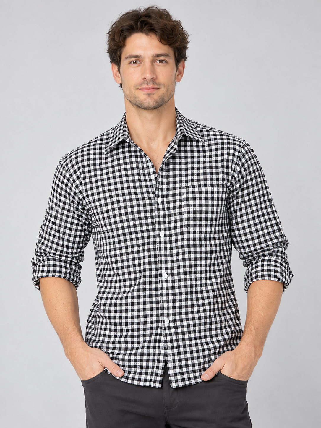 Black and White Checkered Shirt for Oktoberfest