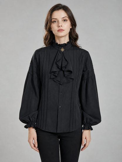 Black cosplay shirt with a high collar
