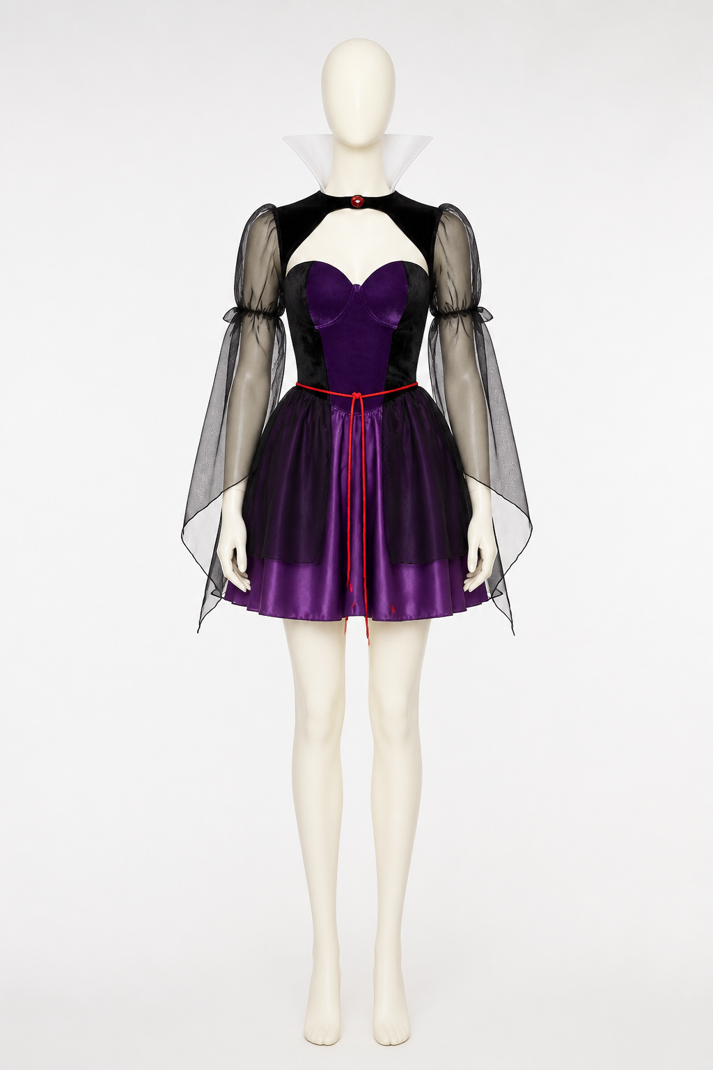 Retro Purple Dress with Corset and Cape Costume Dresses detail 3