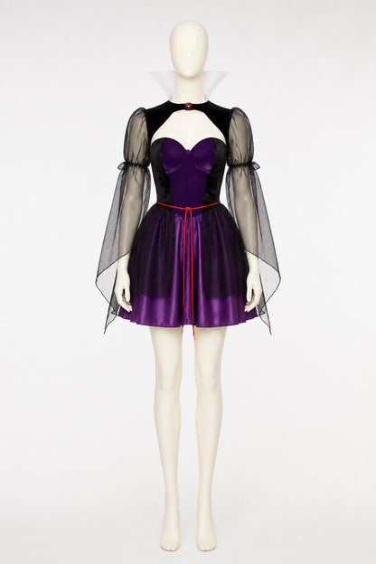 Retro Purple Dress with Corset and Cape Costume Dresses detail 3